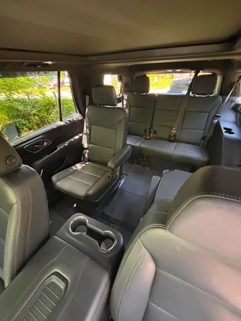 Rear seats after — clean leather and carpets throughout